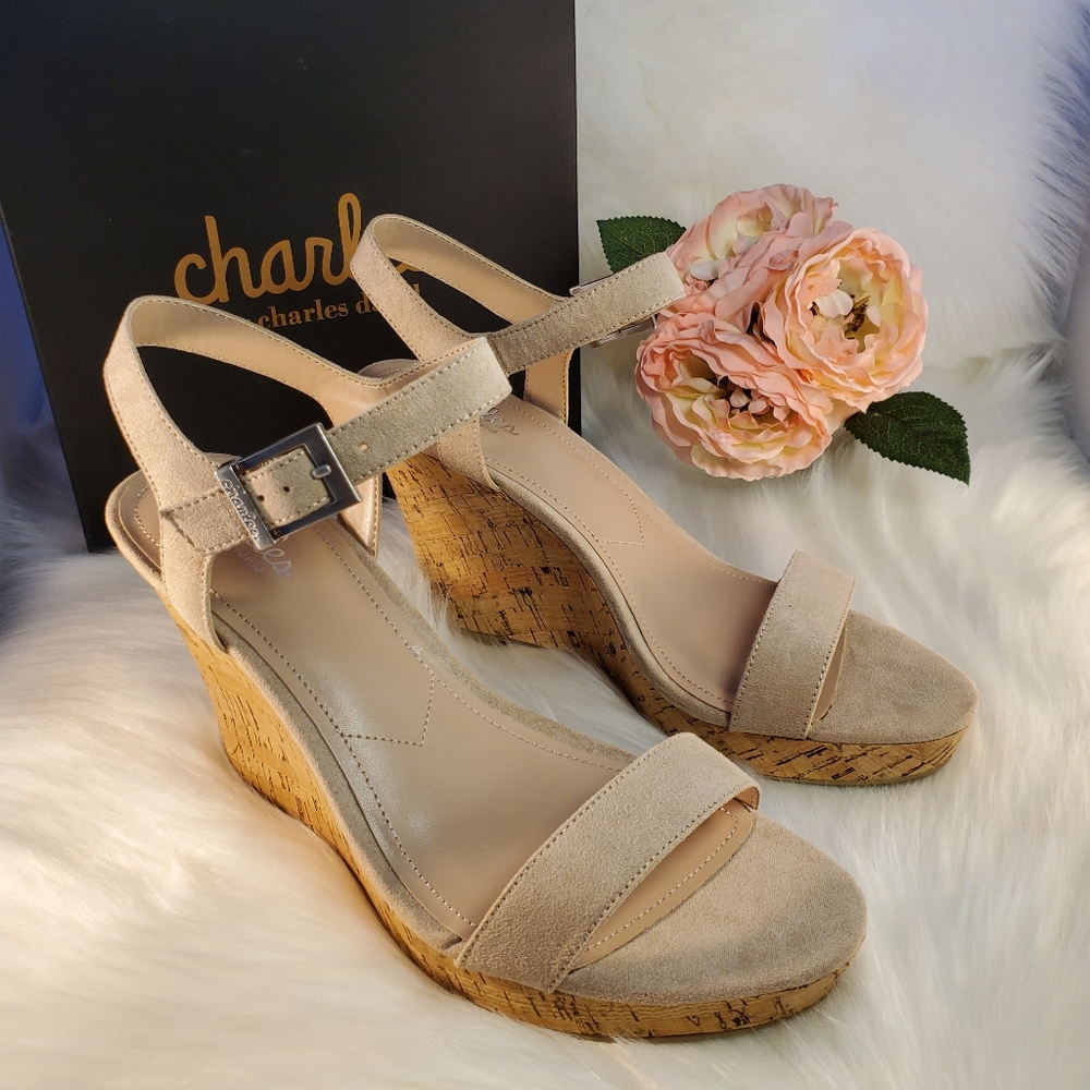 CHARLES DAVID NUDE LINDY PLATFORM SANDALS SZ10 NIB